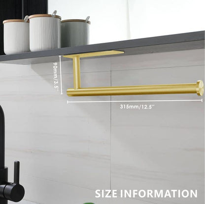 Paper Towel Holder - Eolax Under Cabinet Paper Towel Bar for Kitchen, Wall Mount Self Adhesive or Drilling Paper Towel Rack, 304 Stainless Steel (Gold) - color: Gold