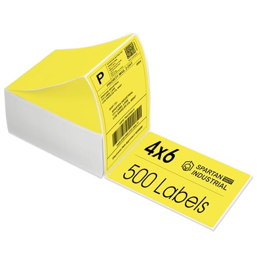 4" X 6" Yellow Direct Thermal Fanfold Labels (500 Count, 1 Stack) - color: Yellow