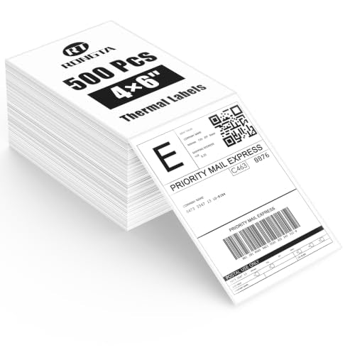 RONGTA 4x6 Fanfold Thermal Shipping Labels, White (1 Stack | 500 Labels) - size: 1 stack | 500 labels