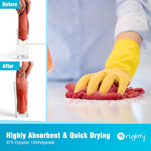 Orighty Microfiber Cleaning Cloth 5 Pack, Red Cleaning Rags 12x11 inch - color: Red, size: 5 Pack
