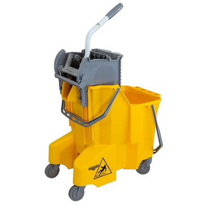 UNGER Commercial Yellow Dual-Compartment Mop Bucket with Wringer COMBY