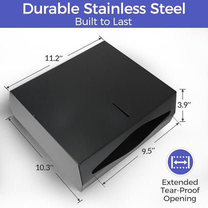 Stardrix Paper Towel Dispenser Wall Mount, Matte Black Stainless Steel Commercial Paper Towel Holder with Lock, Large Capacity 250 C Fold/300 Multifold Towels (Pack of 2) - color: Black, size: 250 C Fold/300 Multi-Fold with Lock (Pack of 2)