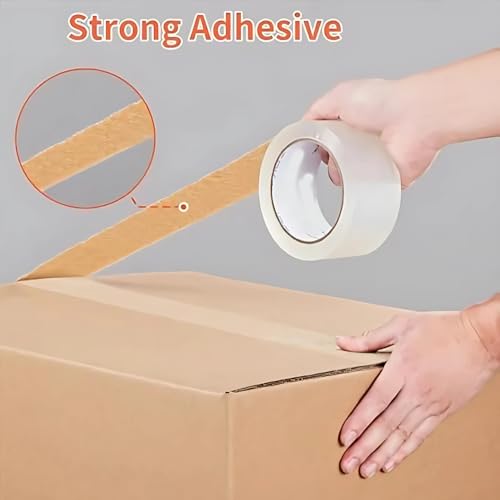 Clear Packing Tape – 1.88" Wide x 55 Yards (165ft) x 2.5 Mil – Strong Adhesive & Heavy Duty Shipping Tape for Packaging, Moving, Industrial Grade & Box Sealing (Pack of 6, Total 330 Yards)
