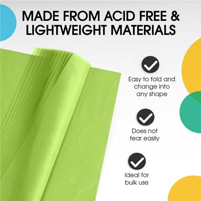 Party Solids Lime Green Tissue Paper for Gift Bags 15" X 20" 480 Sheets - color: Lime Green, size: 15" X 20"