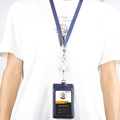 Teskyer Badge Holder with Retractable Lanyard, Vertical Blue - color: Blue #02, size: Vertical