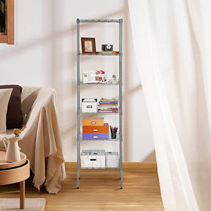 BestOffice | 6-Tier Wire Shelf with Wheels | 16.7" x 11.8" x 63.6" | Chrome - color: Chrome, size: 16.7L×11.8W×63.6H