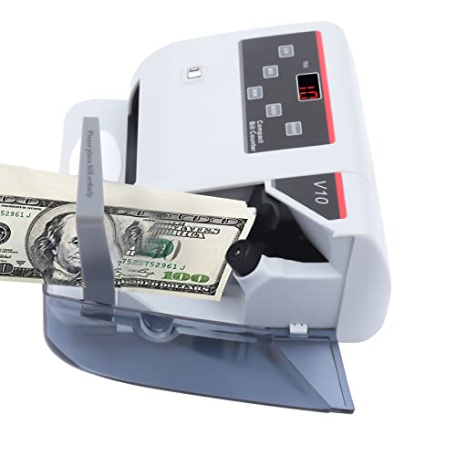 Money Counter Machine, Cash Counter Bill Counting Machine with Counterfeit Detection & Digital Display for Multi-Currency, Add Mode, Counting Speed 600 PCS/MIN