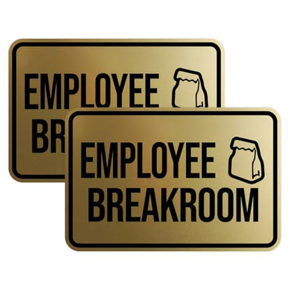 Classic Framed Employee Breakroom Sign (Brushed Gold) - Small 2 Pack - color: Brushed Gold, size: 4 x 6" - Small (2 Pack)