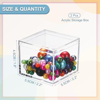 uxcell 2 Pcs Small Acrylic Box with Lid, 2.2" x 2.2" x 1.8" Decorative Storage Box Jewelry Display Case for Store Snacks Candies, Wedding Festival Party Gifts, Clear(Rectangle) - size: 2.2" x 2.2" x 1.8", style: Rectangle