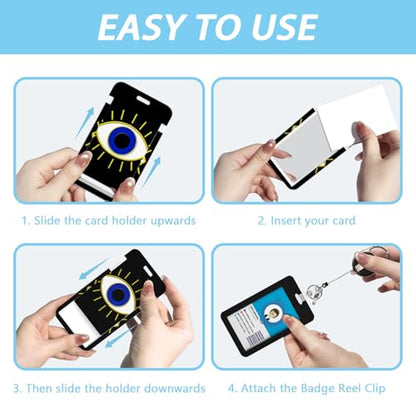 Gctriki Evil Eye Lanyards for ID Badges, Badge Holder Retractable Clip - color: Evil Eye