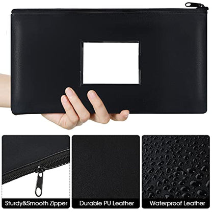 Reginary 30 Pieces Money Bank Bag with Zipper Pouch for Cash, Black - color: Black