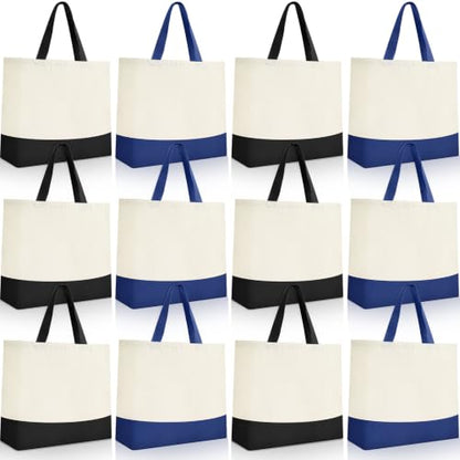 Epakh Canvas Tote Bags Bulk 18.5 x 15 In - color: Royal Blue and Black