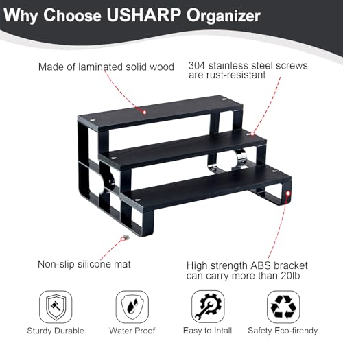 3 Tier Wood Cologne Stand, Men Perfume Dresser Display Organizer - color: Black, size: 3 Tiers-width=11.2"
