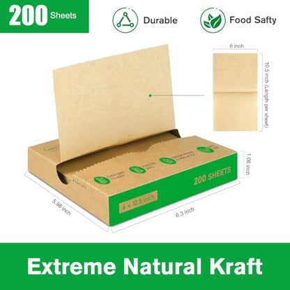 EcoDispose Precut POP UP Deli Paper Sheet, 200 Pack, 6" x 10.5", Kraft - color: Kraft, size: 6“x10.5”