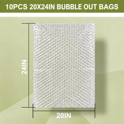 10PCS Large Bubble Out Bags, 20"x24" Clear Bubble Pouches Bag - size: 10PCS-20x24Inches