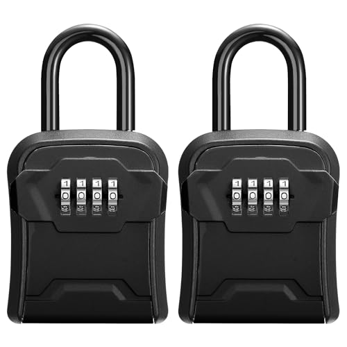Puroma Key Lock Box for House Keys Combination Lockbox with Code, 2 Black - color: Pure Black