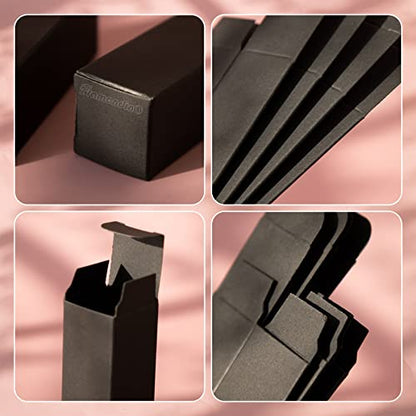 Framendino, 50 Pack Black Rectangle Lipstick Boxes Lip Gloss Bottle Reusable Balm Packaging Cases Essential Oil Wrapping Box for DIY Gift - color: Black