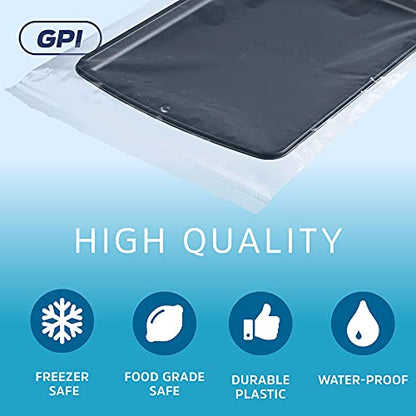 GPI - 2 Gallon Zip Bags, 13" x 15" Large Reclosable Lock Zip Bags, Clear Plastic Zipper Storage Bags with Zip Top Lock for Freezer, Clothing, Food, Documents & Supplies - 100 Count - size: 13" x 15"
