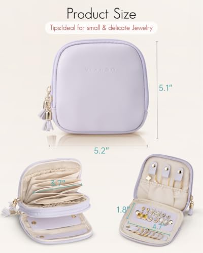 VLANDO 2-Layer Jewelry Organizer for Travel,Rings,Earrings,Necklaces - color: Mist Purple