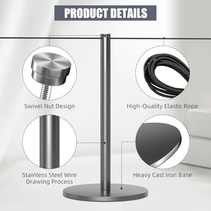kaiyomi 4Pcs Museum Short Stanchions 50 Feet Barriers (Titanium Black) - color: Titanium Black