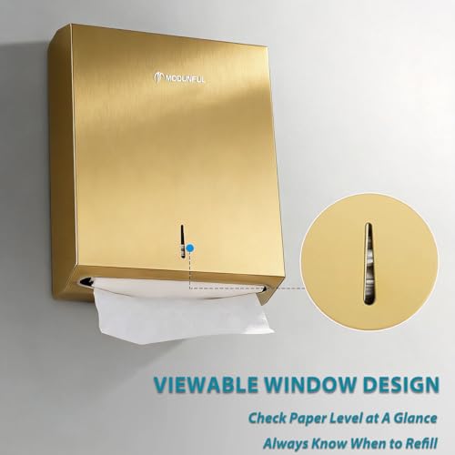 Commercial Paper Towel Dispenser Gold - Multifold Paper Towel Dispenser Wall Mount, High Capacity Stainless Steel Tissue Holder, Suitable for Bathrooms and Public Places - color: D-391 Gold