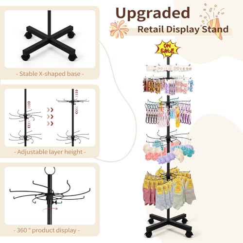 Flenpptly 2 Pack Retail Display Stand, 5-Tier Rotating Display Rack, Black - color: 2 Pack Black