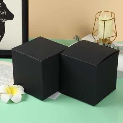 SHIPKEY 10 Pcs Black Gift Boxes with Lids | 5x5x5 Inches Durable Square Gift Boxes | Gift Box for Wedding, Christmas, Holidays, Birthdays and All Other Occasions (13x13x13cm) - color: Black, size: 5"x5"x5"