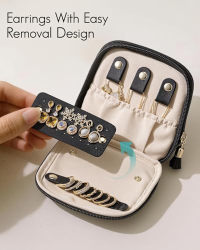 VLANDO 2-Layer Travel Jewelry Organizer for Necklaces,Rings,Earrings - color: Black