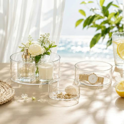 Jerify 6 Pcs Acrylic Riser Display Stands 5.91" 5.12" 3.54", Clear Round - color: clear, style: Round