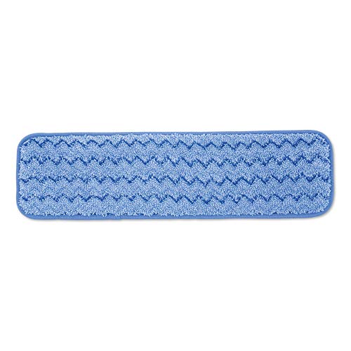 Rubbermaid Commercial Products Mop Head for Microfiber Damp Mop, 18-Inch, Blue, Heavy-Duty Single Sided Cleaning Cloth for Hardwood/Tile/Laminated Floors in Kitchen/Lobby/Office - style: Reusable Microfiber Blue - 1ct