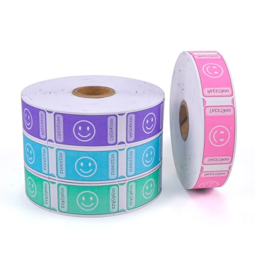 LLIKED Raffle Tickets Roll 1"x2" Consecutively Numbered - color: Pink,green,blue,purple