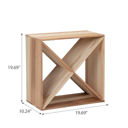 Y1LA 24 Bottle Wine Rack Holder Compact Cellar Cube Bar Storage Kitchen Decor Wood Display Home,Wine Storage Cube for Wood Crate in Natural (4, Natural-c)