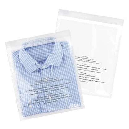 iMailer - 200 Pcs - 12" x 15" Poly Bags with Suffocation Warning Self Seal- Clear Shipping Bags 1.6 Mil for Clothing, Shirts, Packaging - Permanent Adhesive - size: 12" x 15", style: Permanent Glue