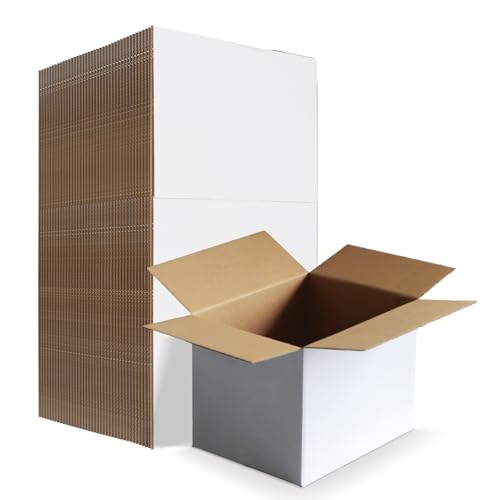 HORLIMER 8x6x6 Shipping Boxes Set of 40, White Corrugated Cardboard Mailer Box for Packing Small Business - color: White, size: 8" x 6" x 6"