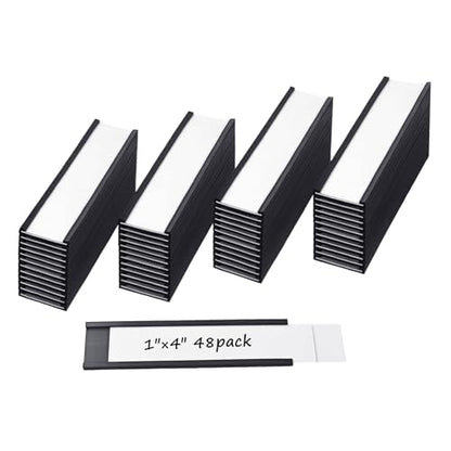 48-Pack 1"x4" C-Channel Magnetic Label Holders for Metal Racks - size: 1 × 4 inch - 48pcs