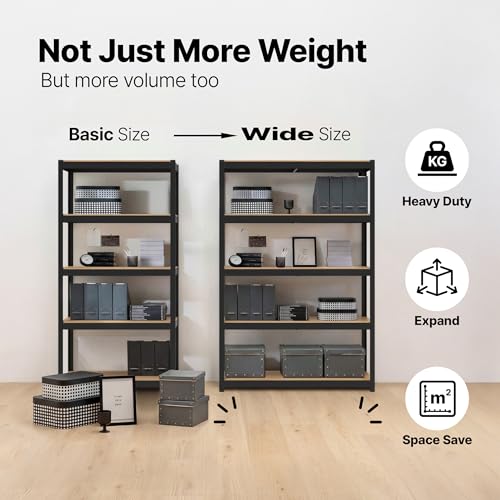 HOMEDANT House Black 48.1" W 5 Tier Storage Shelves Garage Shelving Unit - color: Black, size: 48.1"W x 16.5"D