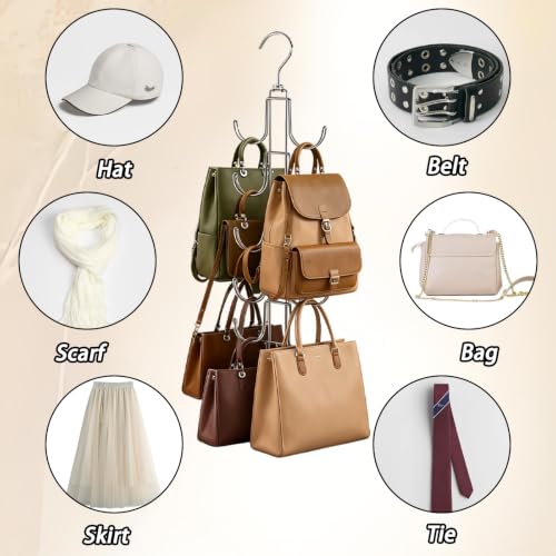 Silver Hat Organizer for Closet Collapsible Metal Purse Organizer - color: Silver