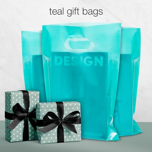 Choice Marts 100 Teal Plastic Bags With Handles 9x12 Merchandise Bags - color: Teal