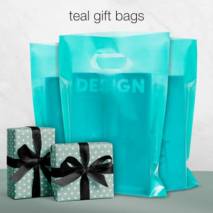 Choice Marts 100 Teal Plastic Bags With Handles 9x12 Merchandise Bags - color: Teal