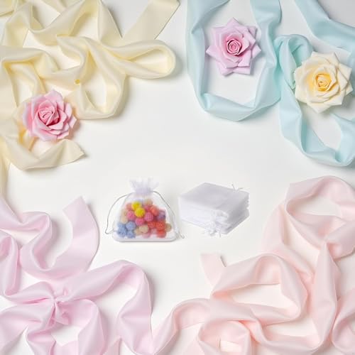 50Pcs White Mini Sheer Organza Gift Bags, 2x3 Breathable Storage Bag with Drawstring, Mesh Bags for Wedding Favor Party Pouch, for Party, Jewelry, Christmas, Festival, Bathroom Soaps,Wrapping Supplie