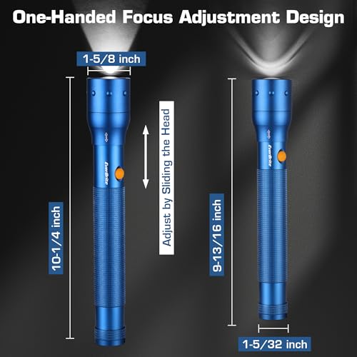EverBrite Tactical Flashlight, 900 Lumen Zoomable, 3 Light Modes - color: Blue, size: Large