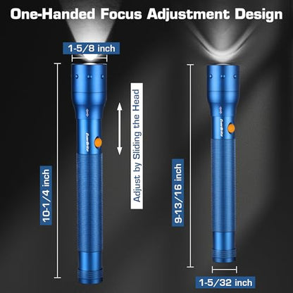 EverBrite Tactical Flashlight, 900 Lumen Zoomable, 3 Light Modes - color: Blue, size: Large