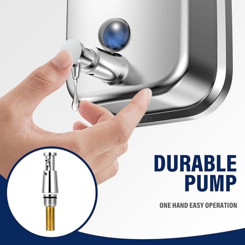 Commercial Soap Dispenser Wall Mount 304 Stainless Steel, Manual Liquid Hand Soap Dispenser for Bathroom Restroom Restaurant Hotel Office, Anti-Leak Pump - size: 1000ml(35oz)