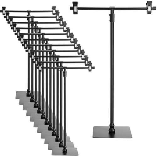 Blulu 12 Pack Adjustable Poster Stands for Display Metal Table Top Banner Stand T Shaped Poster Hanger Holder for Display Hanging Business Advertising Sign Holder for Indoor Outdoor Counter Wedding