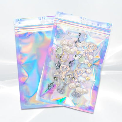 100Pcs Holographic Resealable Bags, 4x6 inch Packaging Foil Pouch - size: 100Pcs-4x6 Inch