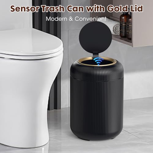 Procade Touchless Trash Can Bathroom,Small Motion Sensor Trashcan with lid - color: Black