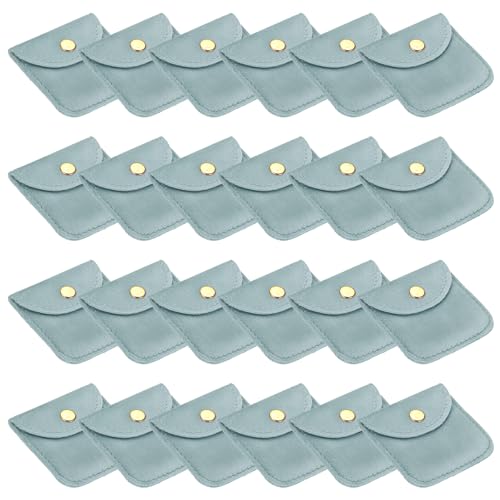 PATIKIL 3x3 Inch Velvet Jewelry Pouches, 24 Pcs Jewelry Packaging Gift Bags with Snap Button for Bracelet Necklace Rings Watch, Blue - color: Blue