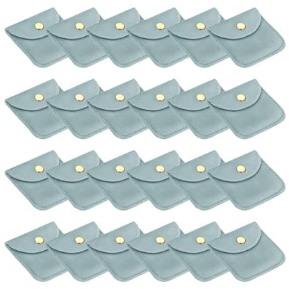 PATIKIL 3x3 Inch Velvet Jewelry Pouches, 24 Pcs Jewelry Packaging Gift Bags with Snap Button for Bracelet Necklace Rings Watch, Blue - color: Blue