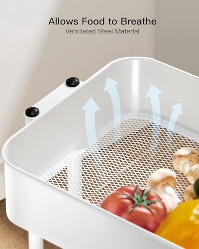 Pipishell 3 Tier Metal Rolling Utility Cart with 2 Lockable Wheels, White - color: White, size: 3 Tier