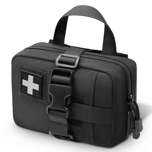 Tactical Ifak Trauma Kit - Emergency First Aid Bleeding Control Kit, Snake Bite & Bee Sting Supplies, Venom Extractor Pump - color: Black
